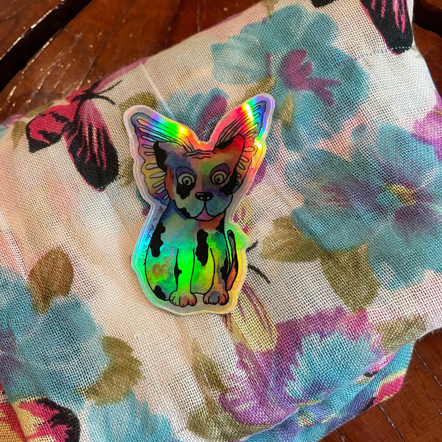 ANGEL FAERIE DOG STICKER - HOLO